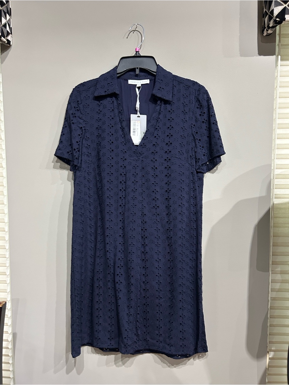 Preston & York Navy Eyelet Polo Swim Cover-Up